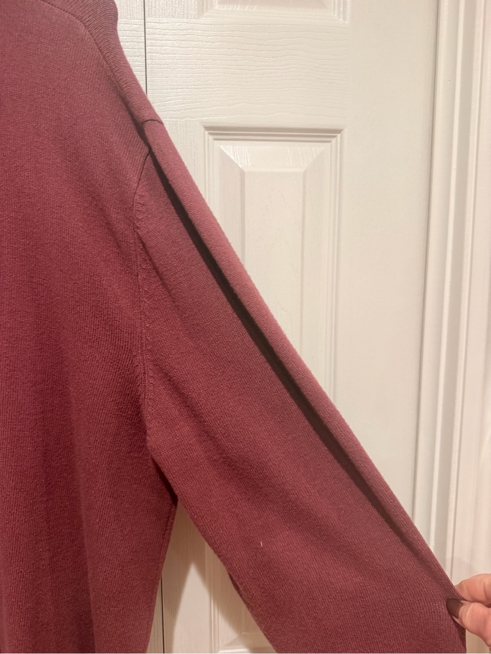 Magaschoni Men's Zip Mock Neck Sweater in Dusty Rose - Picture 5 of 6
